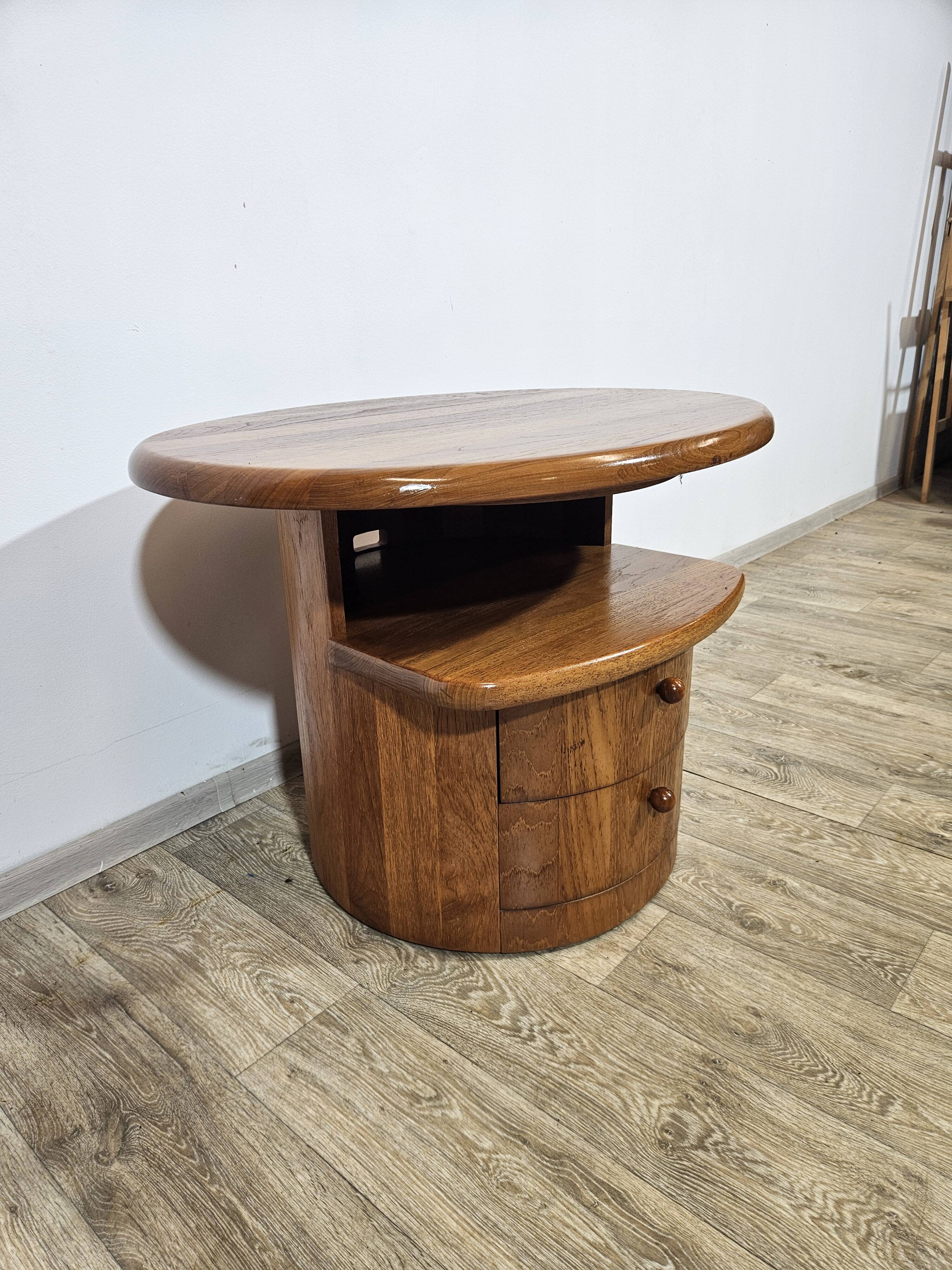 Solid teak TV table with swivel top, Silkeborg, Denmark, 1960s/1970s.