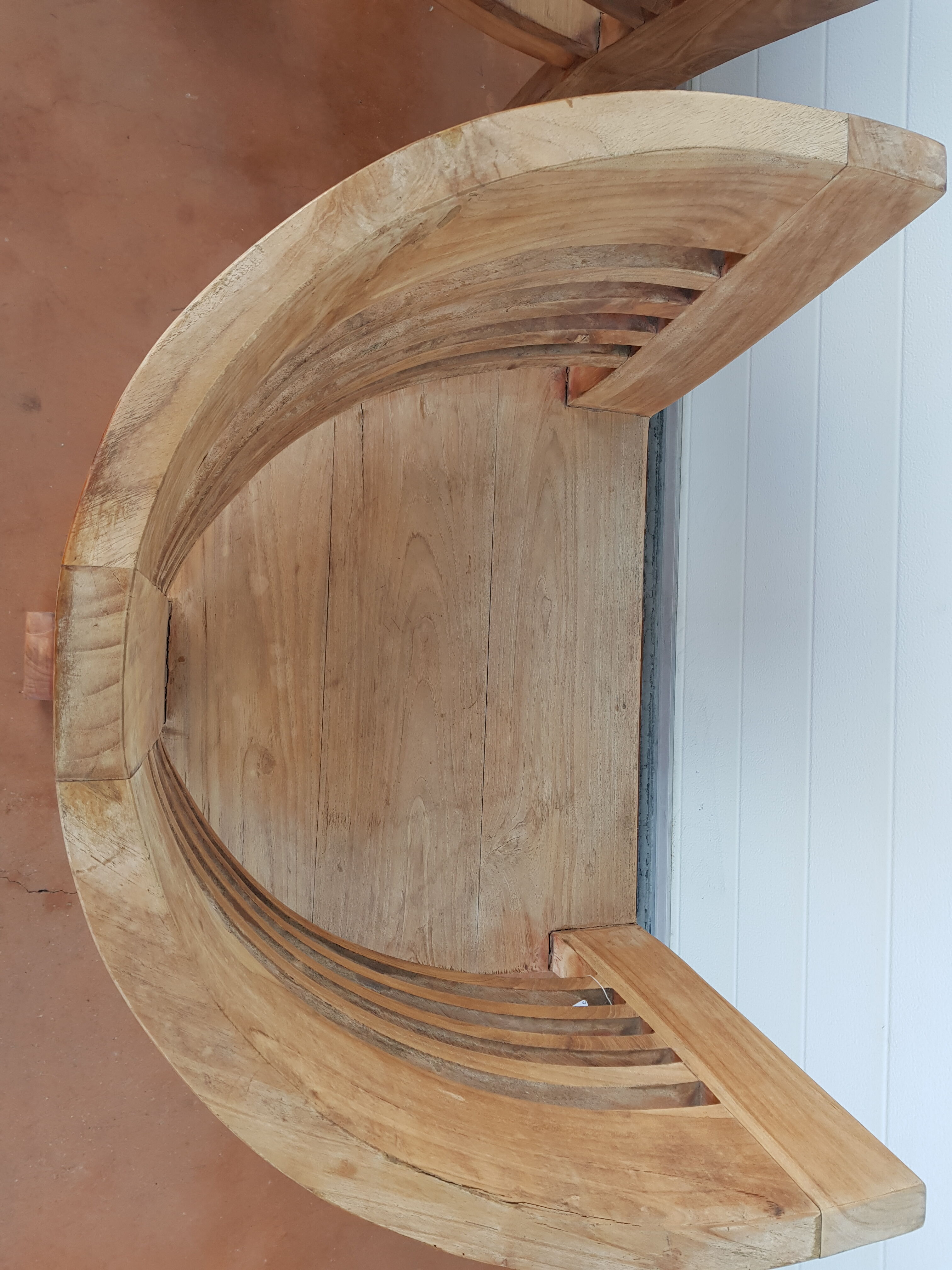 2 Colonial-style Semi-Moon Chairs in Exotic Wood