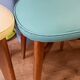 6 vintage chairs from the 50s/60s, wooden structure and skai covering.
