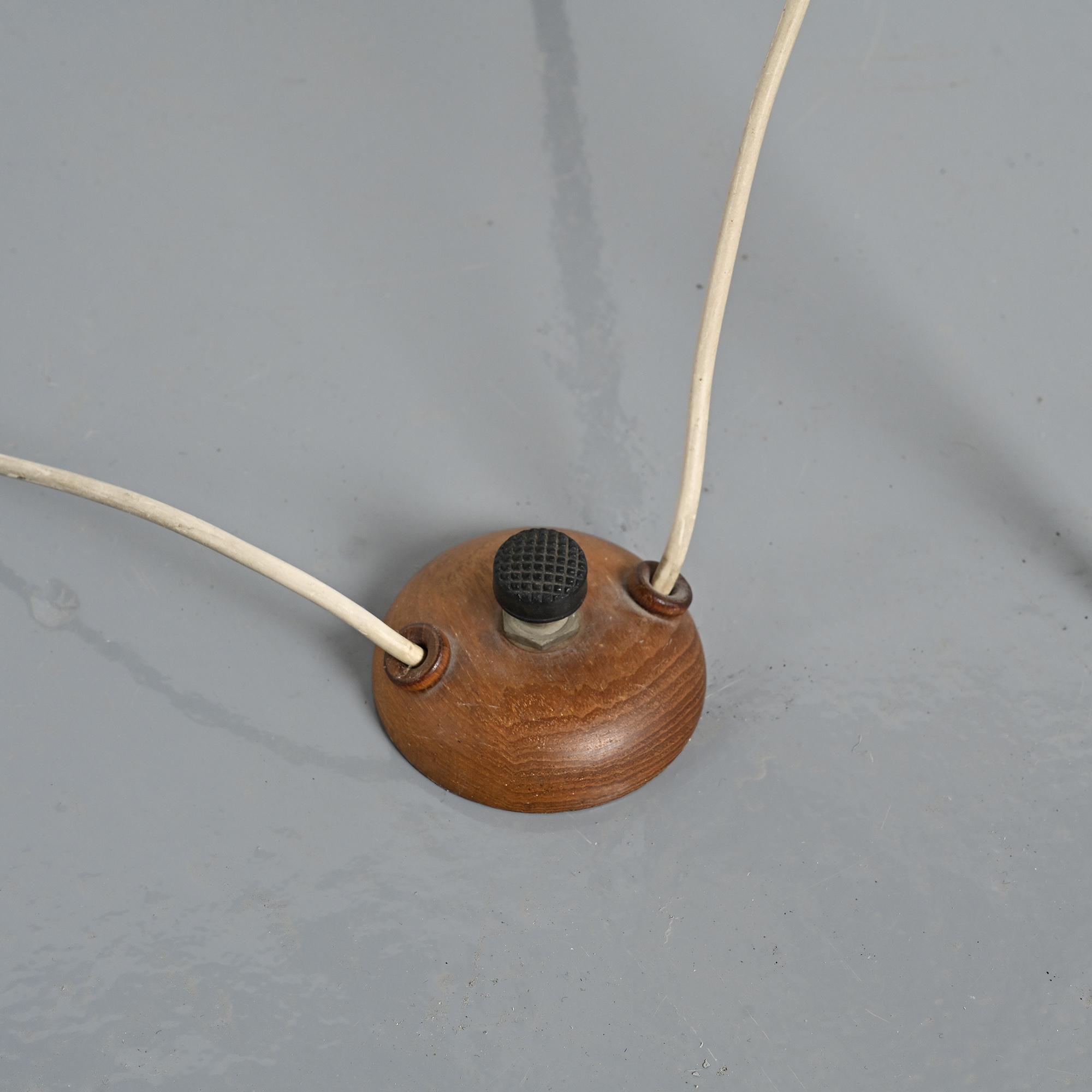 Lampadaire « Rocket » en bois, laiton et fibres, vers 1960