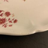 Plat de service ou à fruits en faïence rouge Aubusson de Sarreguemines