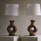 Modern Danish ceramic table lamp, large sizes, green/brown colours, 1960s.