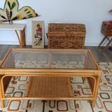 Braided rattan coffee table