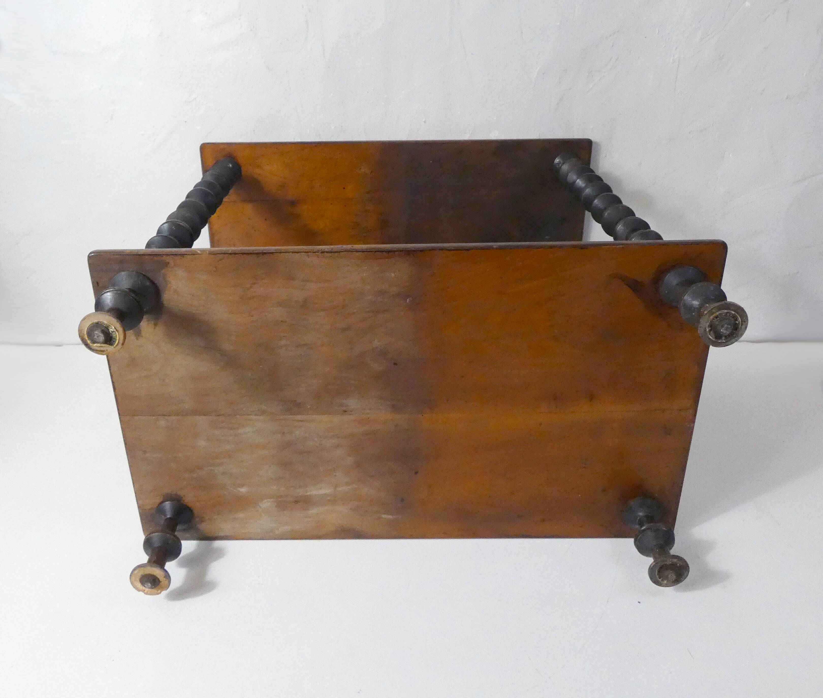 Antique wooden shelf with DMC spools – Industrial sideboard