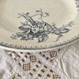 Grande assiette creuse plat de service ancien terre de fer Petrus Regout Meibloem