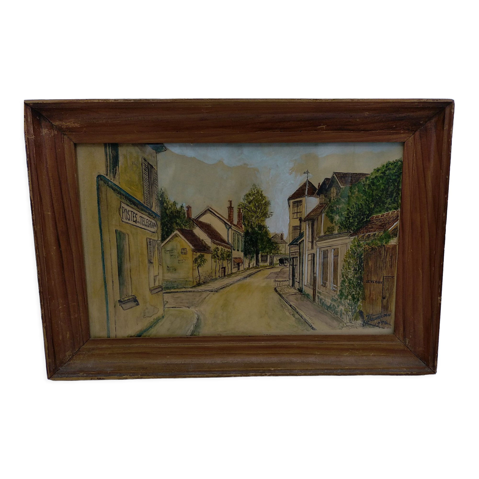 Aquarelle Marlotte signé J.Vauviou 1954