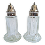 Salière et Poivrière en verre et métal