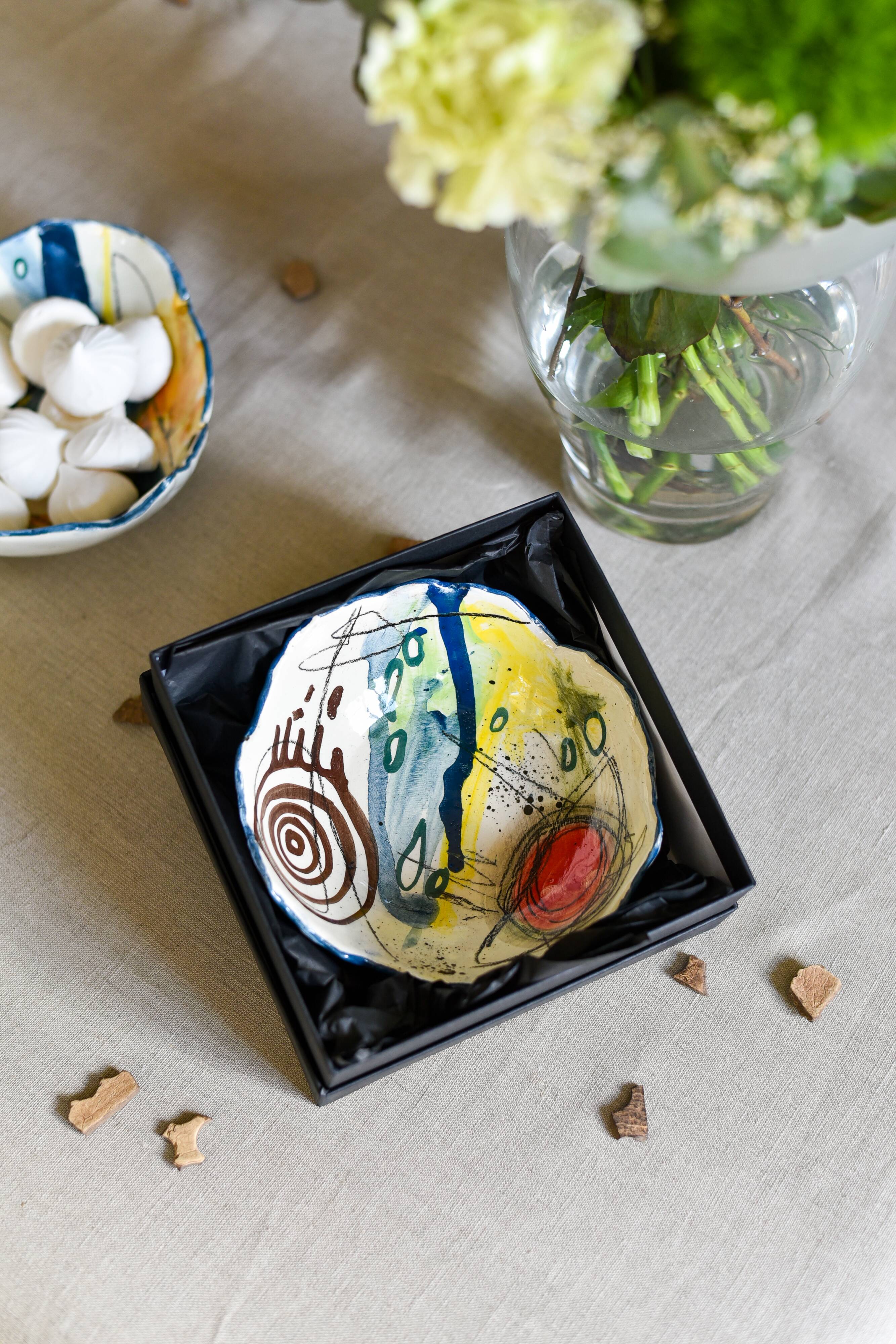 Ceramic bowl Abstract art Red