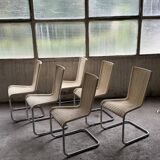 Set of 6 Tecta WK 724 Cantilever Chairs in Metal and Cream Wicker – 1980s