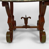 Art Deco round pedestal table in marble and wrought iron, circa 1940