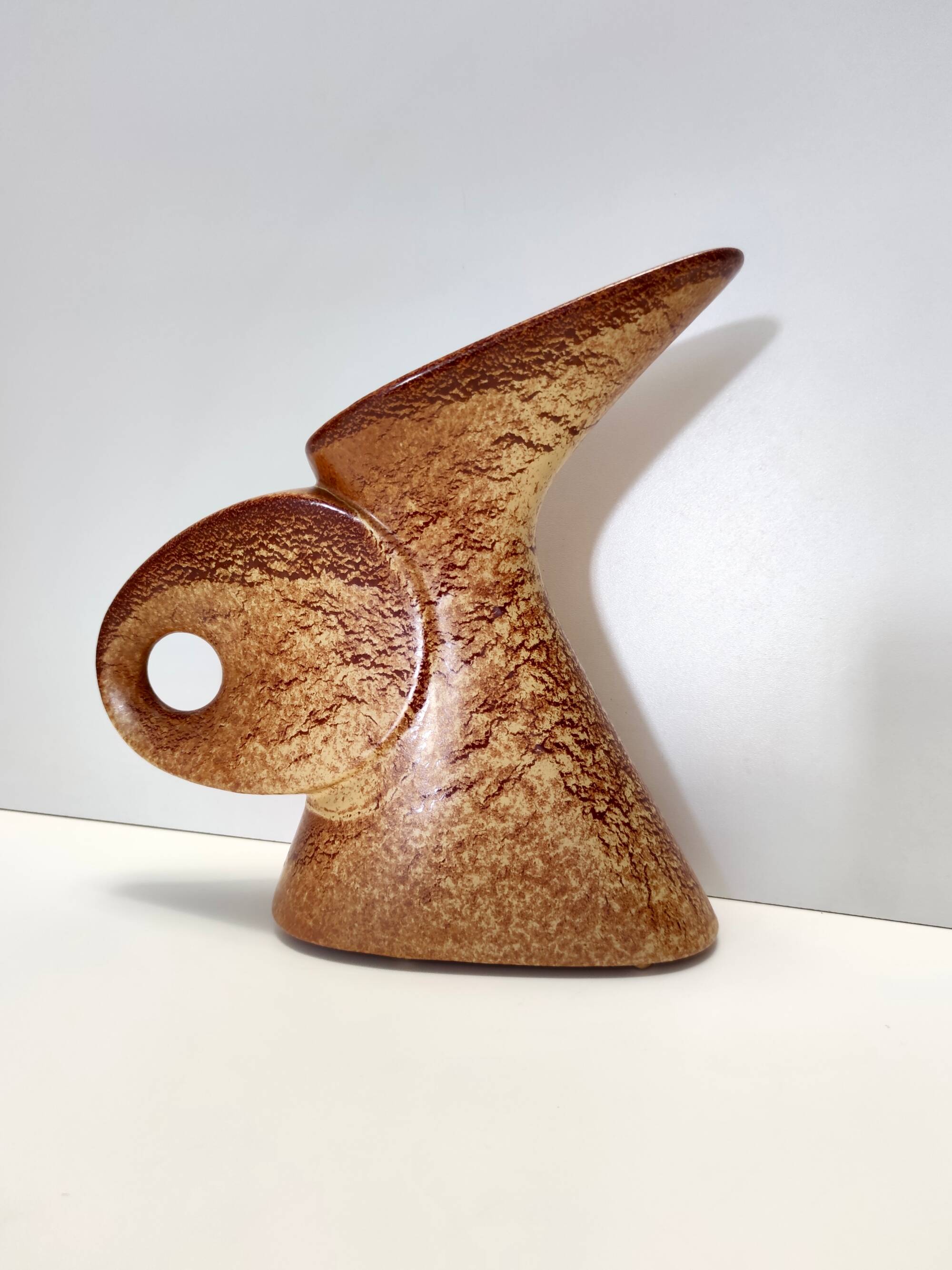 Brown Glazed Ceramic Tulip Vase by Giovanni Bertoncello for Schiavon