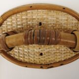 Vintage rattan towel rack and shelf