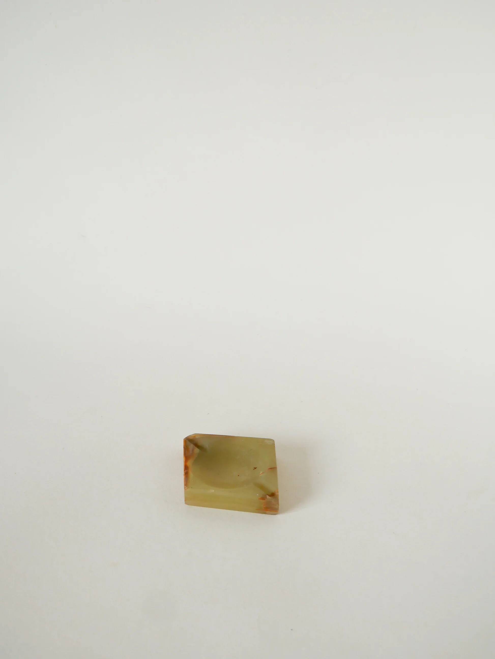 Vide-poche en onyx, forme carreau, vert et marron, 1970