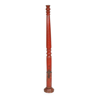 Bougeoir Haut Bois Vieux Teck Patine d'Origine Ancien Pied de Charpoy Lit Indien 9x33cm