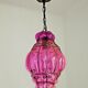Beautiful Shaded Deep Pink  Murano Blown Glass Wrought Iron Ceiling Light