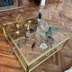 Vintage Hollywood Regency Brass & Glass Coffee Table (1970s)