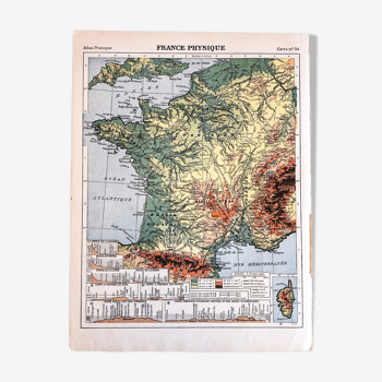 Physical map of France 1929