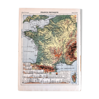 Carte physique de la France 1929