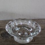Set of 2 vintage glass candle holders with flower carving