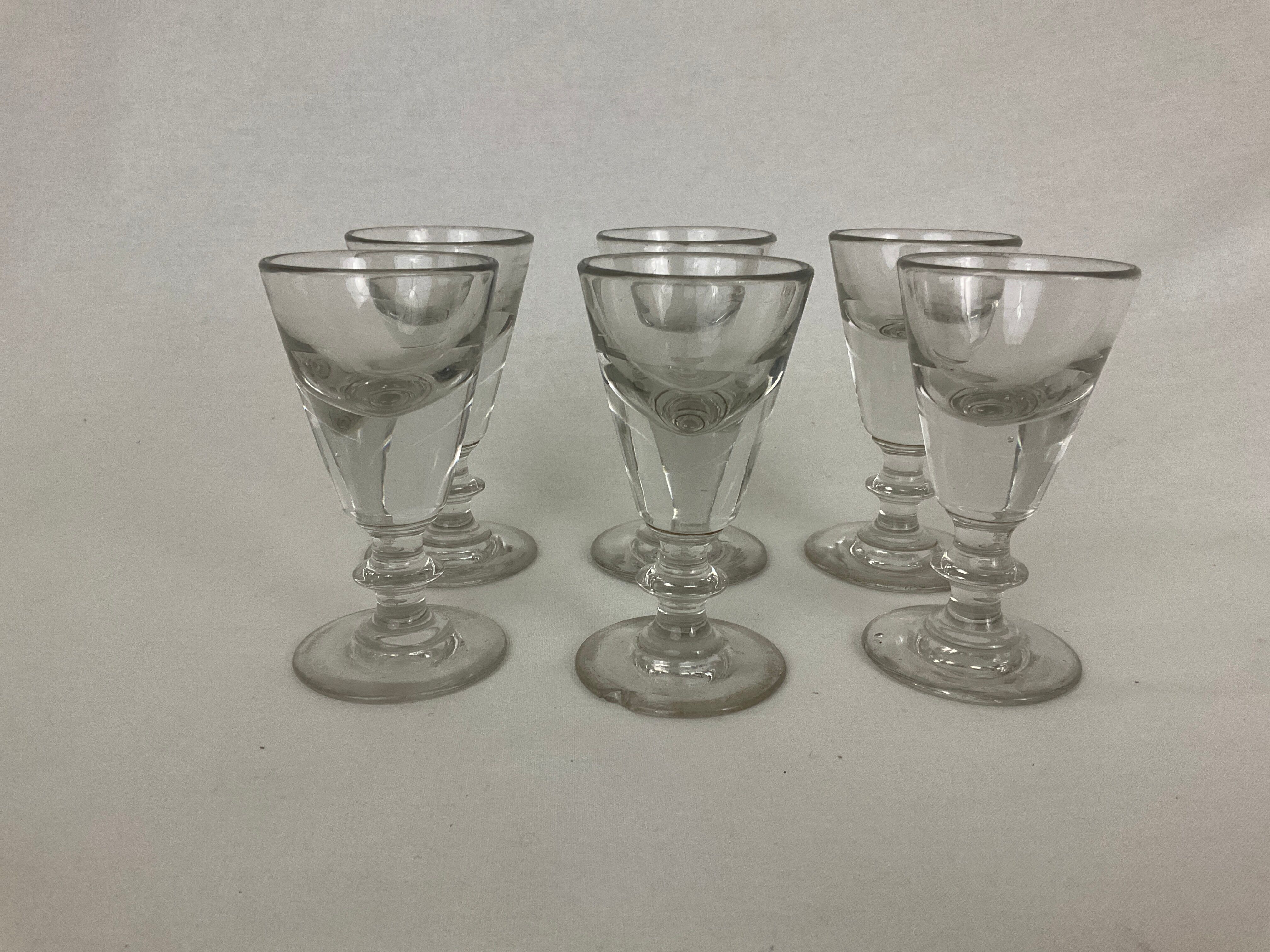 Set of 6 glasses thick ass bar bistro antique vintage