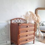 Rattan chest of drawers from the 1970s.