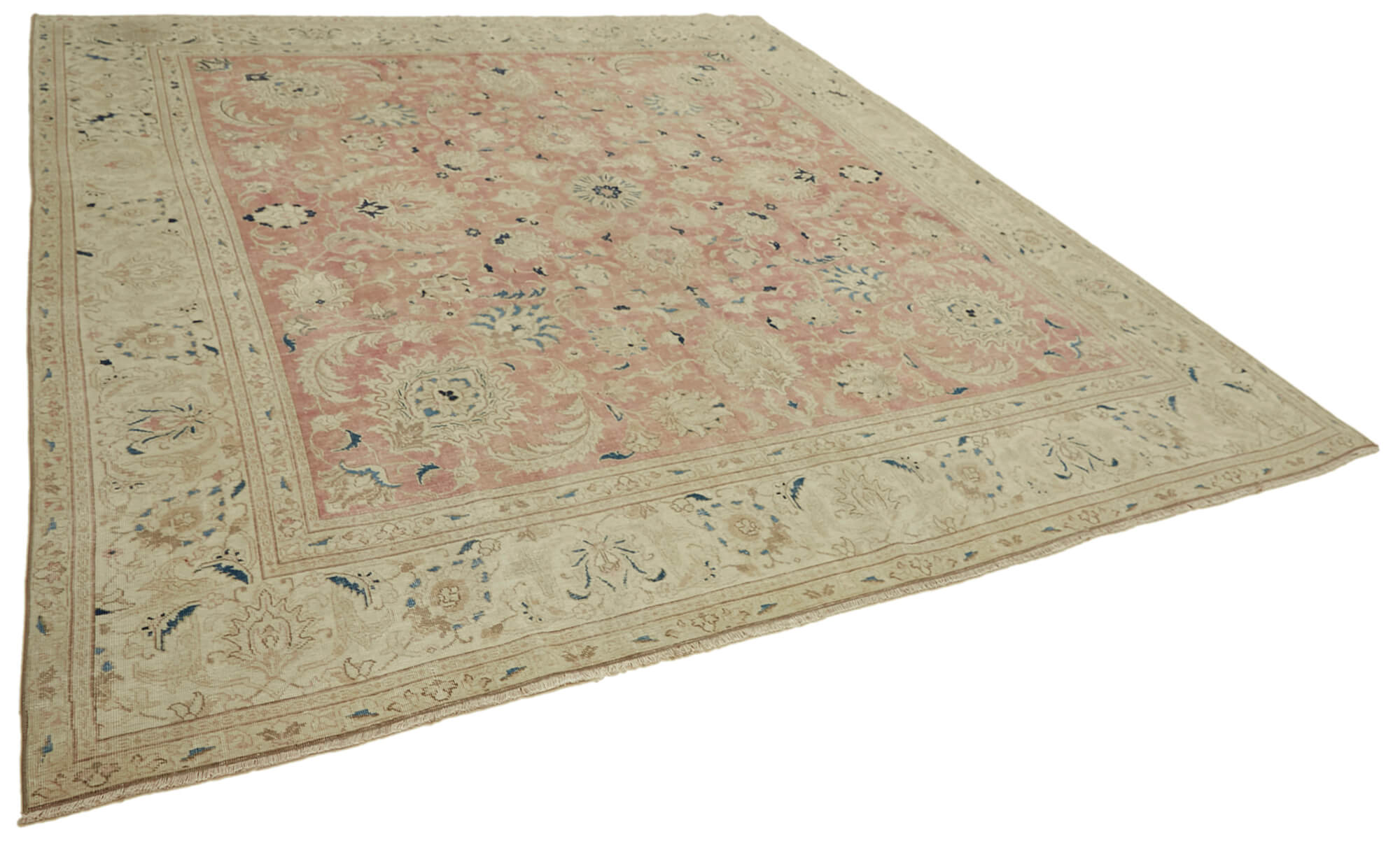 Hand-knotted persian antique 1970s 320 cm x 357 cm beige wool carpet