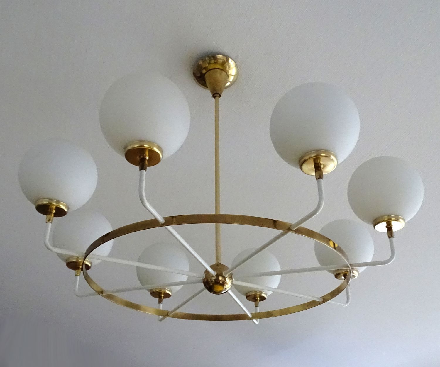 Suspension XXL Vintage Italy, 50s, Brass and Glass