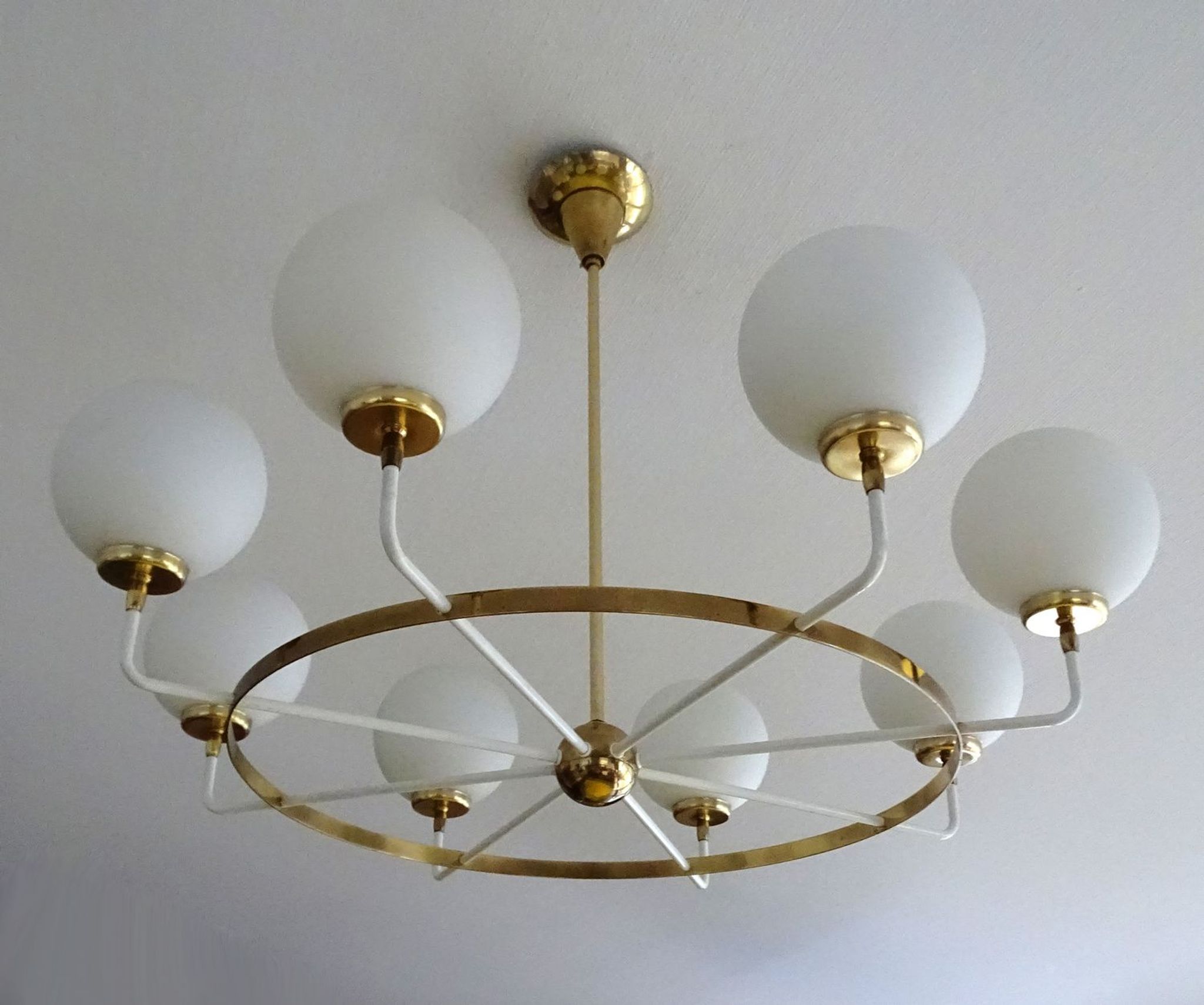 Suspension XXL Vintage Italy, 50s, Brass and Glass