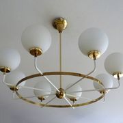 Suspension XXL Vintage Italy, 50s, Brass and Glass