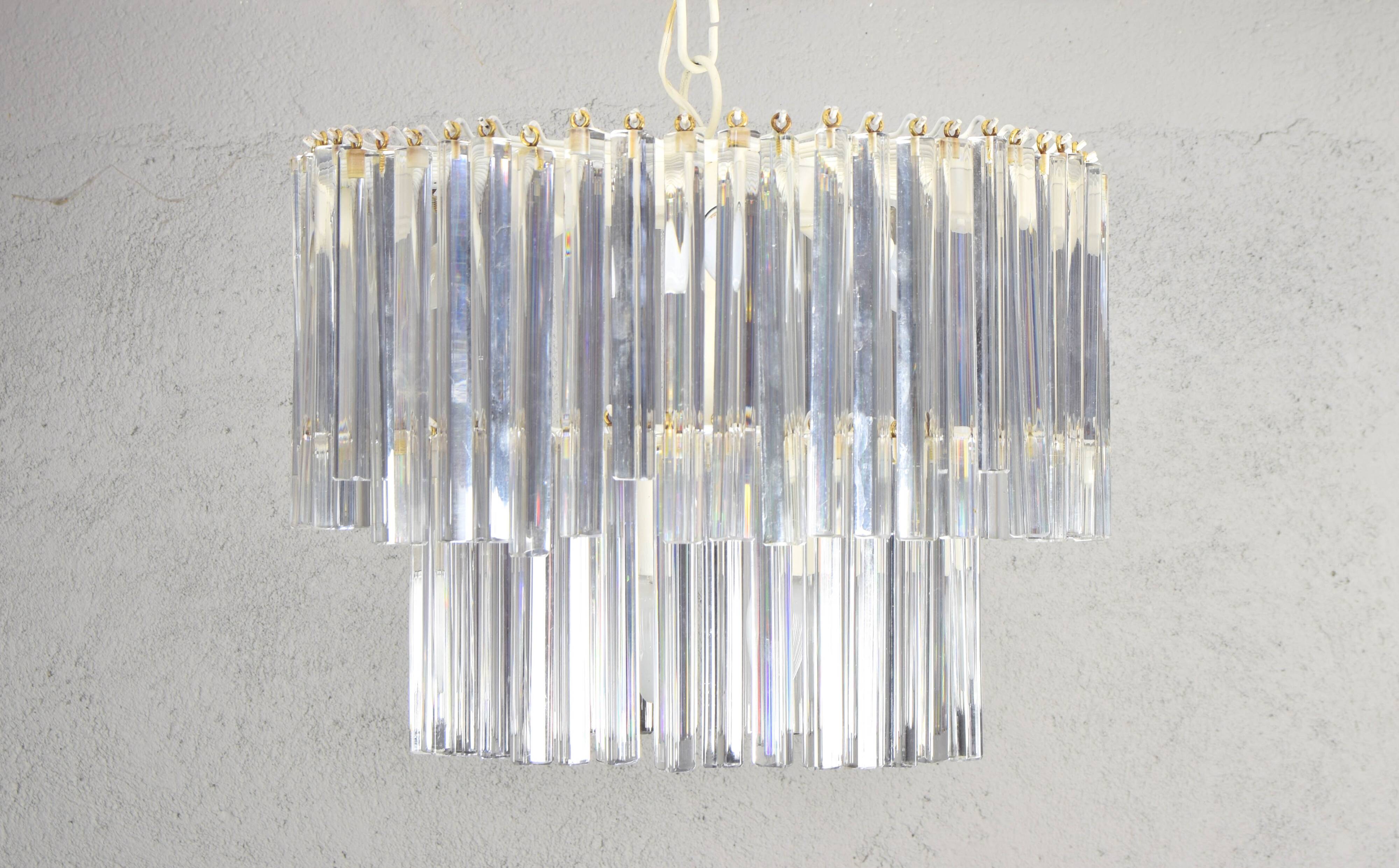 Lustre en verre années 60 venini mid century italien moderne triedri murano