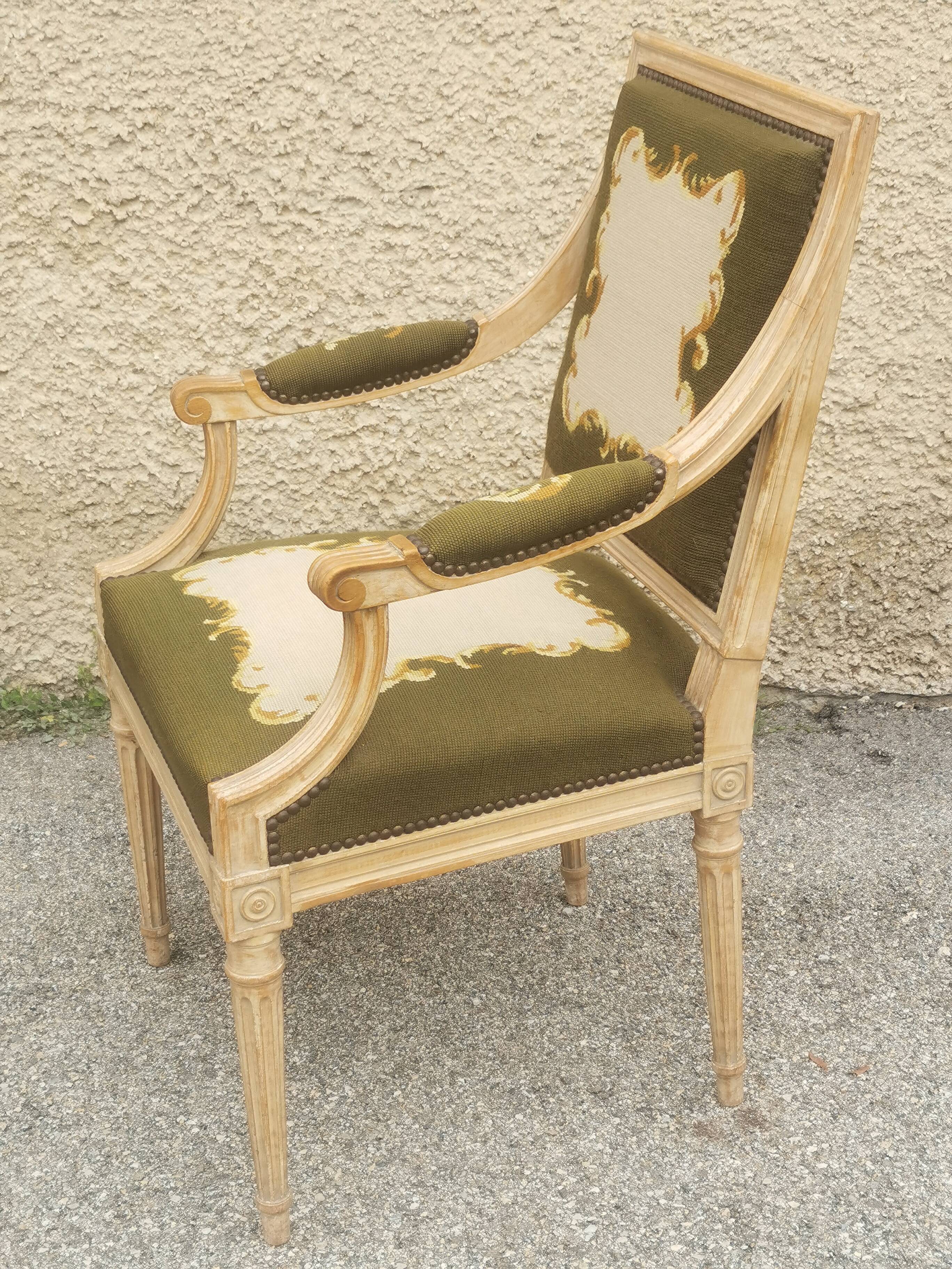 Louis xvi style upholstered armchair