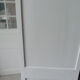 Vintage Parisian wardrobe, 1 door, pearl grey waxed finish.