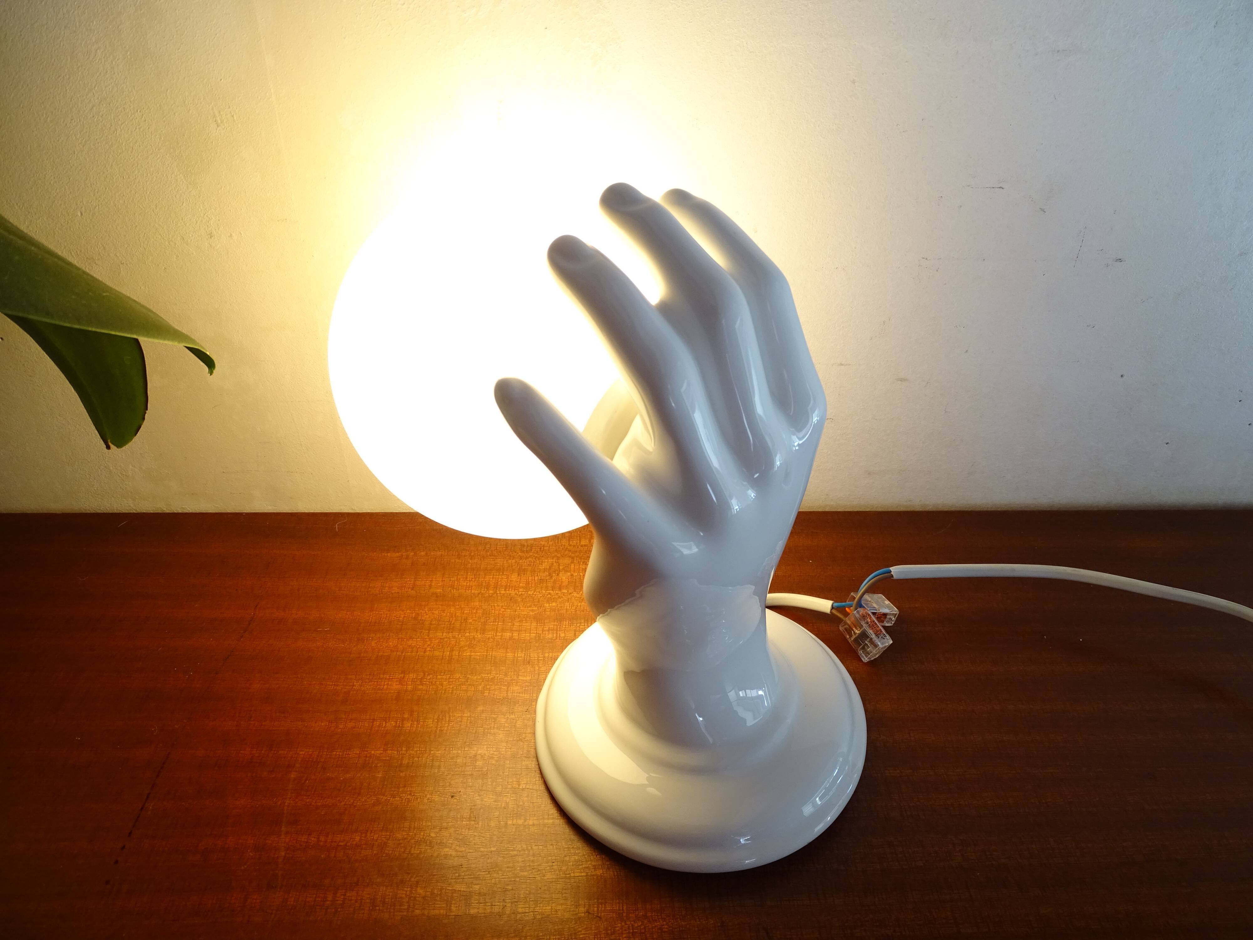 Pair of ceramic hand sconces - globe ball - vintage design 70's
