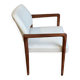 Fauteuil Mid Century bois et tissu laine bouclée