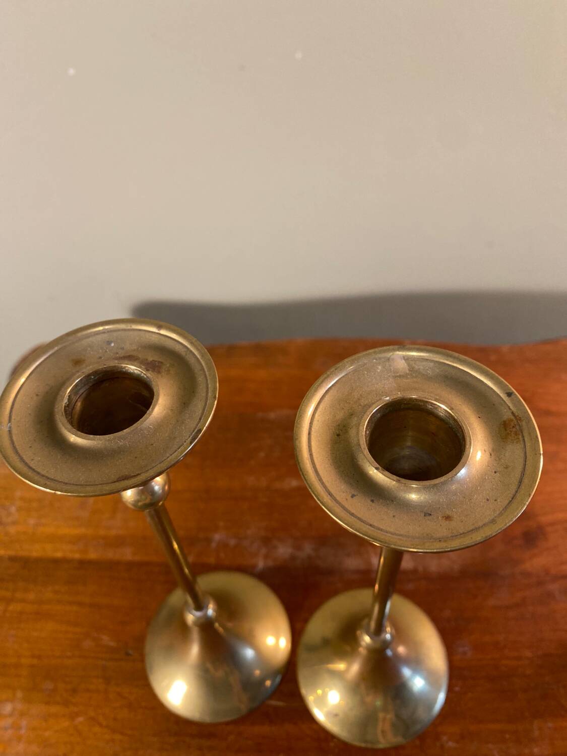Pair of gilded brass candlesticks