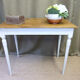 Old desk table in oak tapered white patinated feet