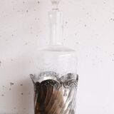 Antique glass bottle engraved and silver-plated metal – Gallia hallmark