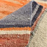 10X13 Soft Colors Rare Large Area Vintage Wool Kilim Rug, 300x389 Cm