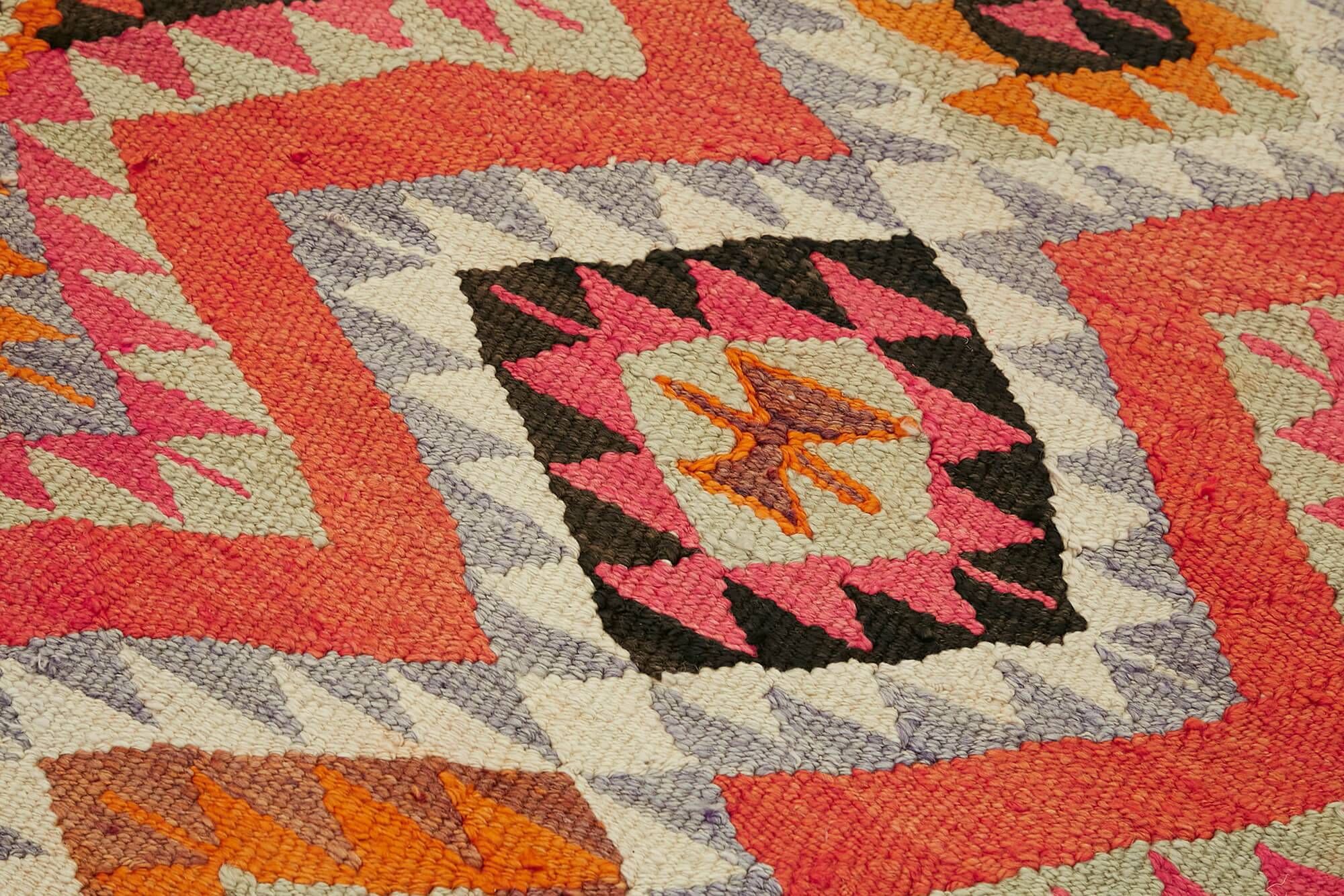 Turkish Handwoven Vintage Herki Kilim 95 cm x 337 cm