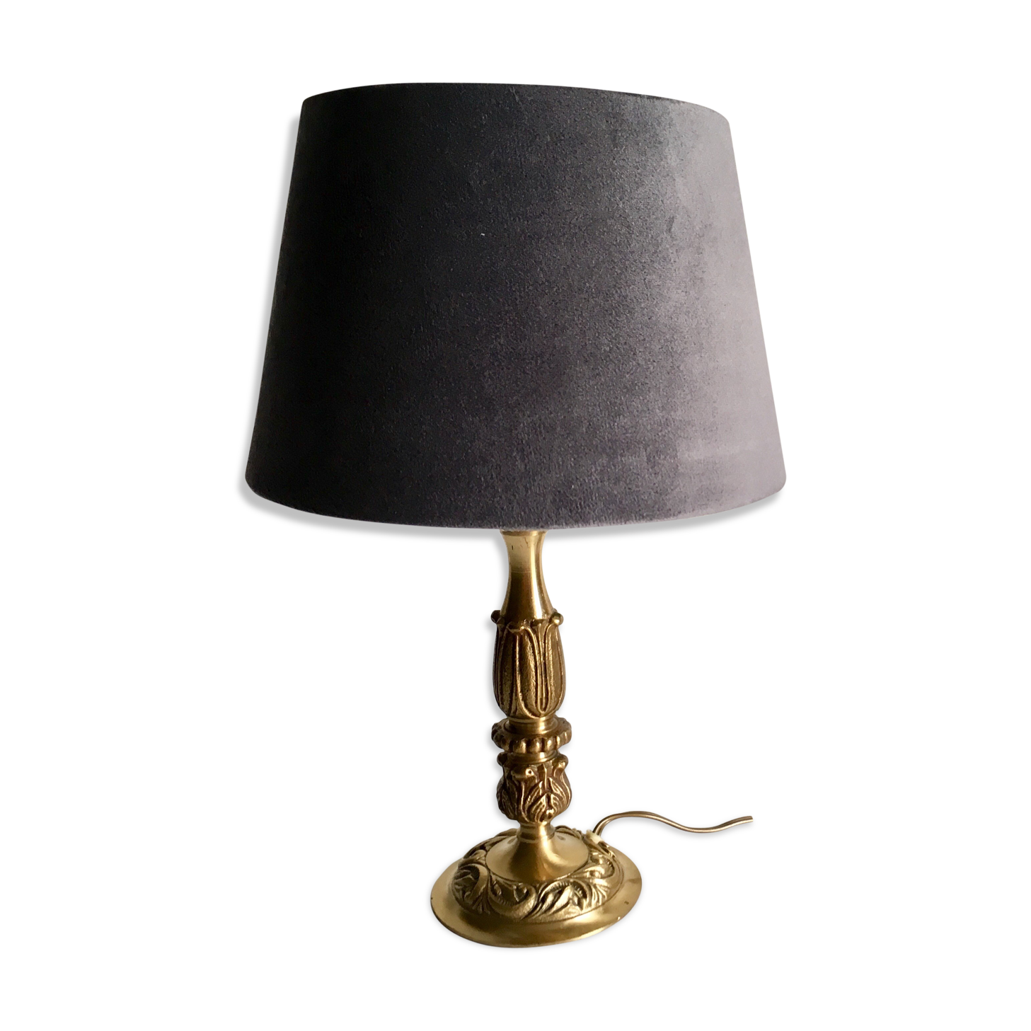 Solid brass and velvet lamp