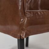 Lintello. Pair of camel leather armchairs. 1970s.