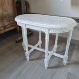 Small piano bench canné shabby chic style