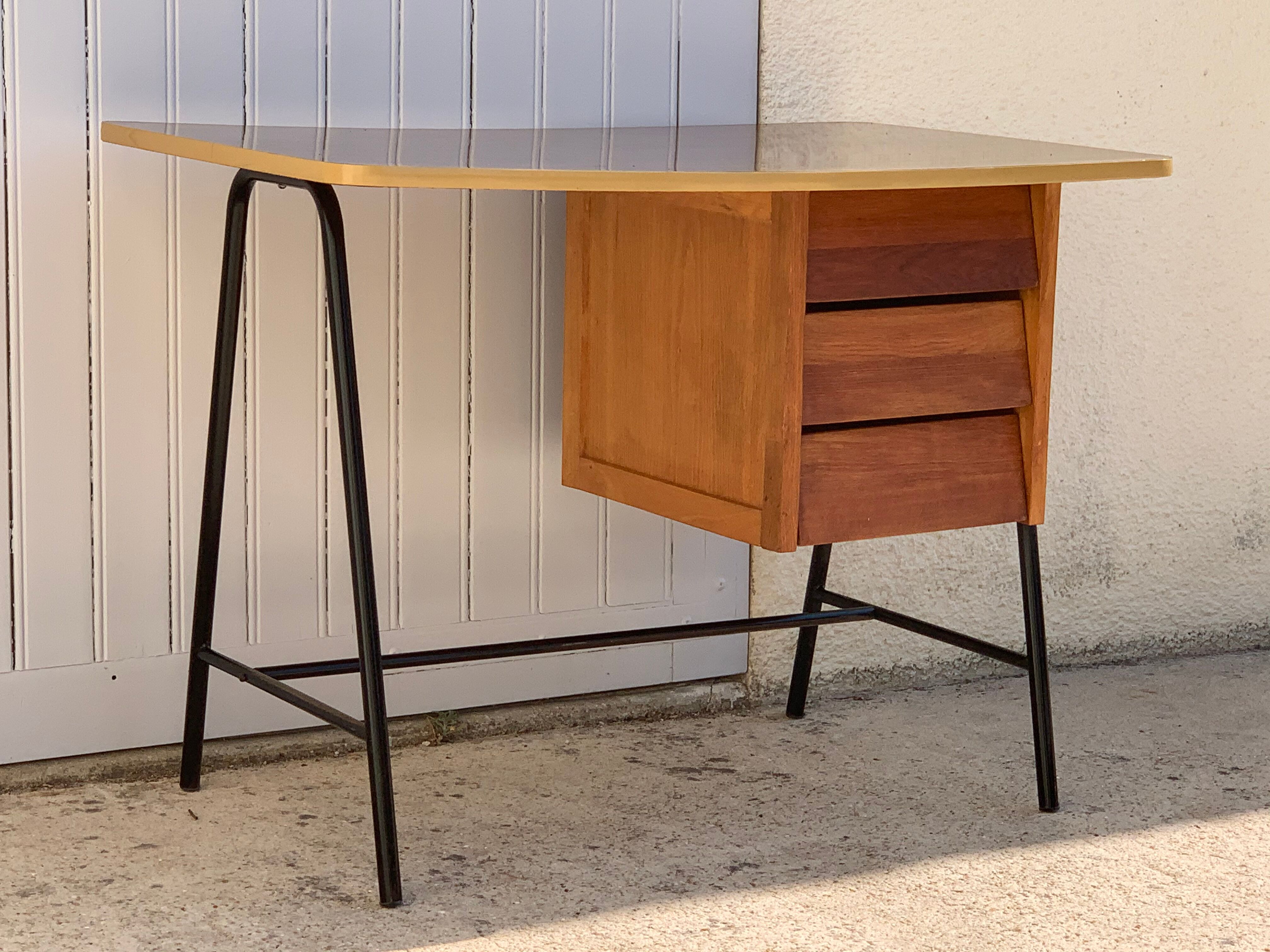 Vintage wood and formica desk 1950