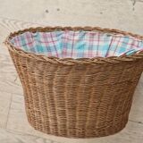 Vintage rattan basket lined with fabric