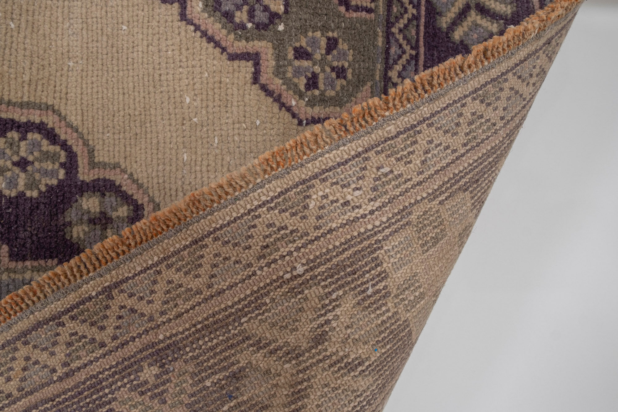 Oushak runner rug turkish hand knotted distressed hallway rug 75 x 348 cm