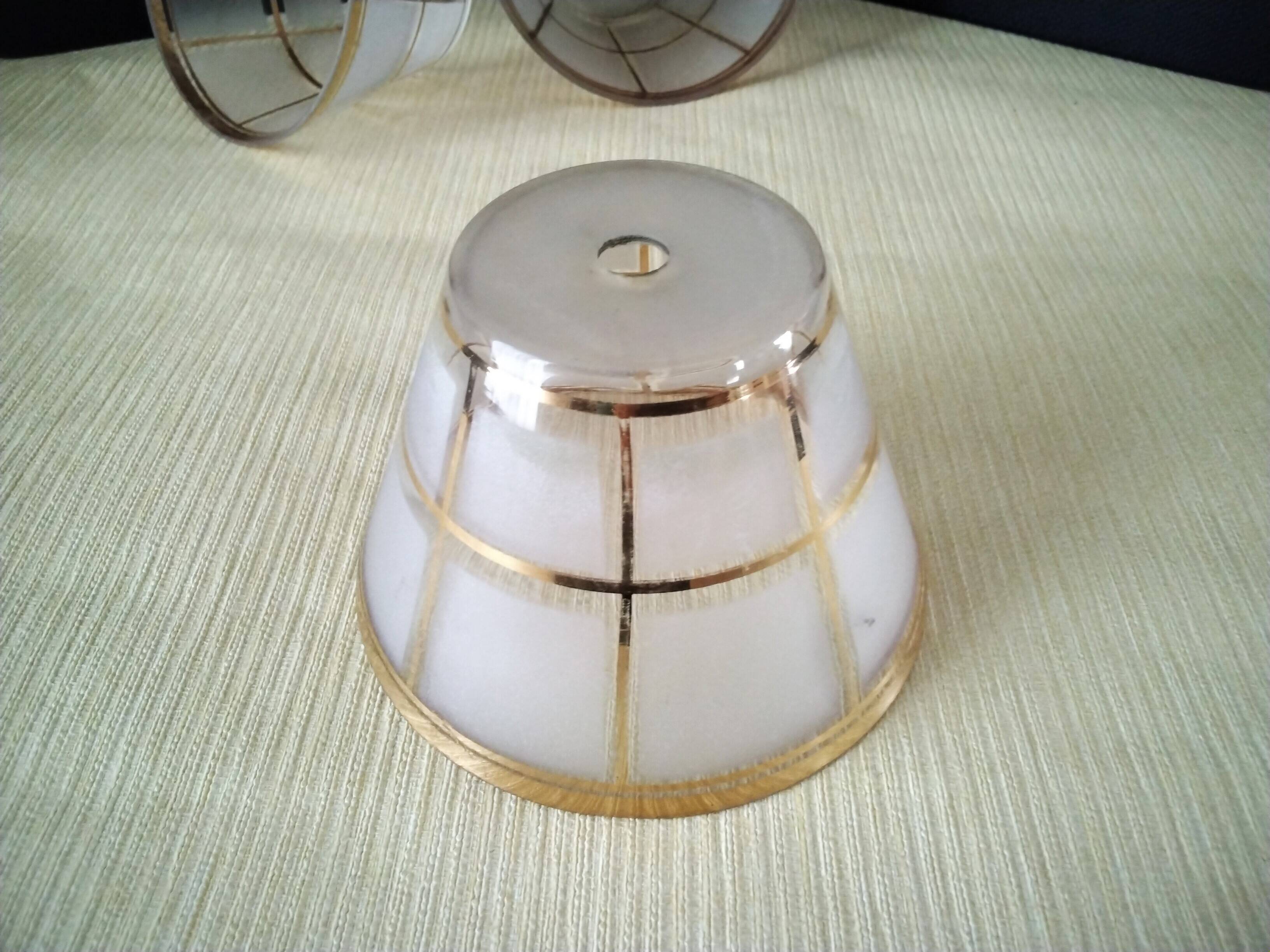 3 Lampshades, globe for wall lights in Art Deco opaline glass