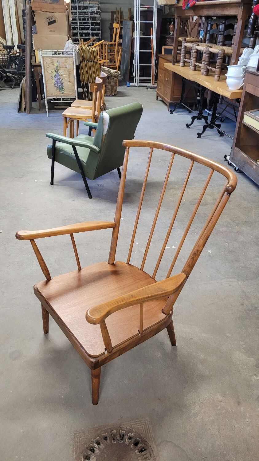 Fauteuil baumann modèle éventail 1950 vintage