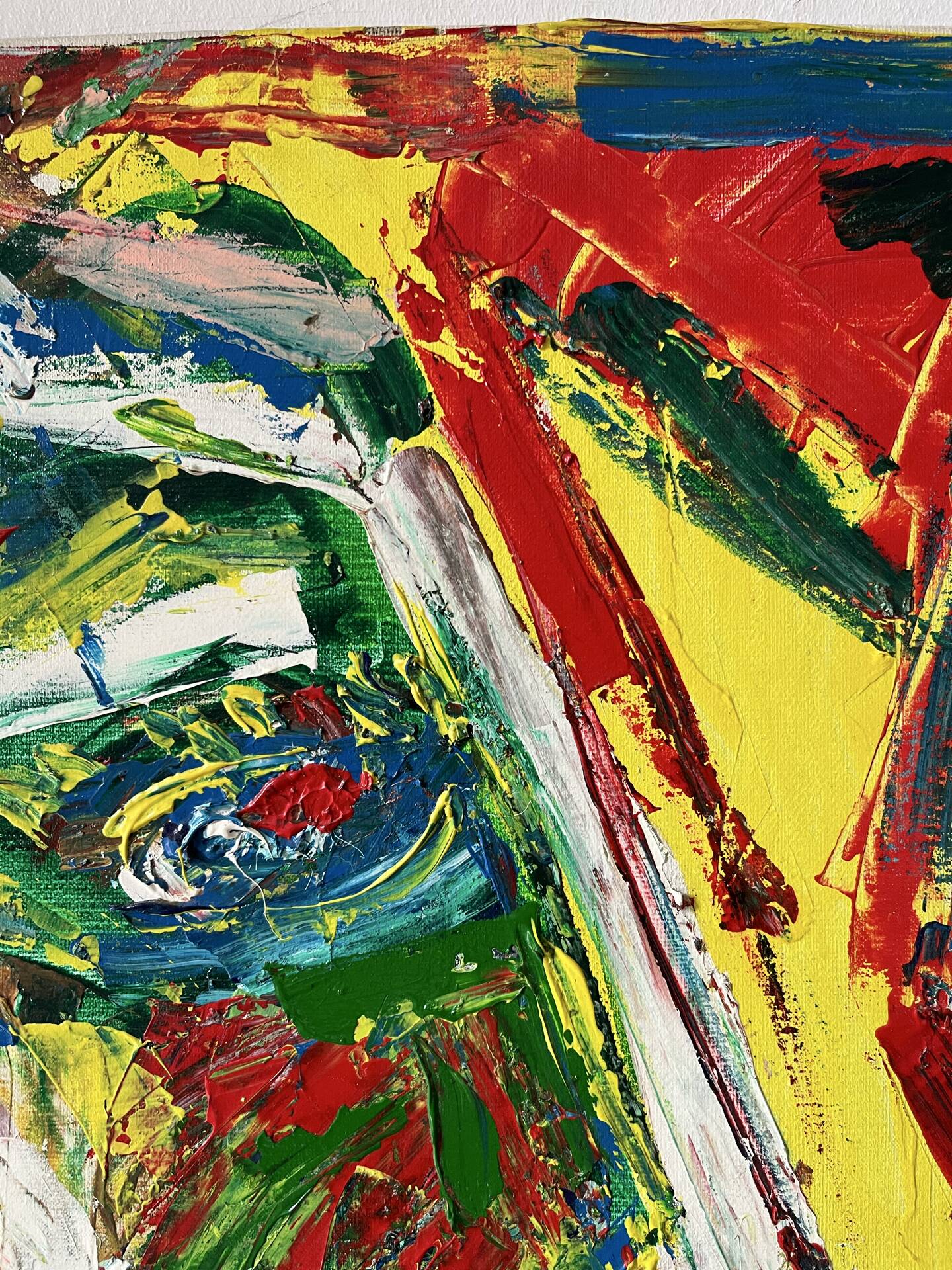 Jazzman playing the double bass, abstract, signed