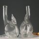 Vintage glass carafes from Murano and gold metal, Italy, 1980s.