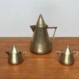 Metal Art Deco teapot, sugar bowl, milk jug, 1960s, set of 3